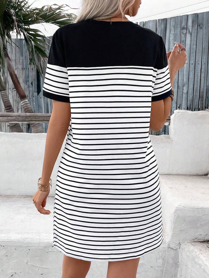 Leina | Robe Décontractée Rayée avec Motif Cœur Patchwork