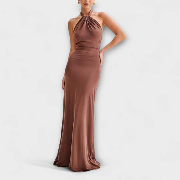 Lagune – Robe Longue Fluide à Col Halter