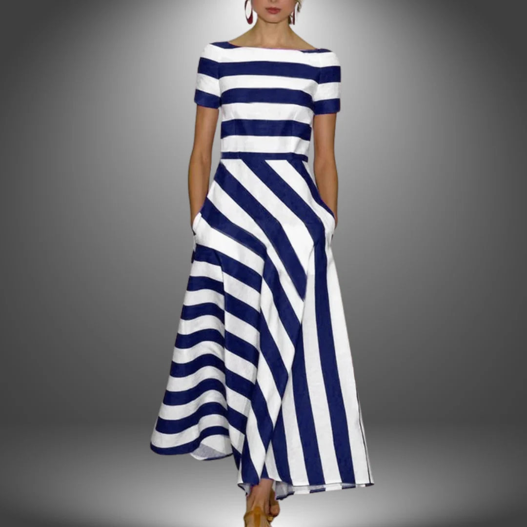 Nicole | Robe longue rayée faite à la main