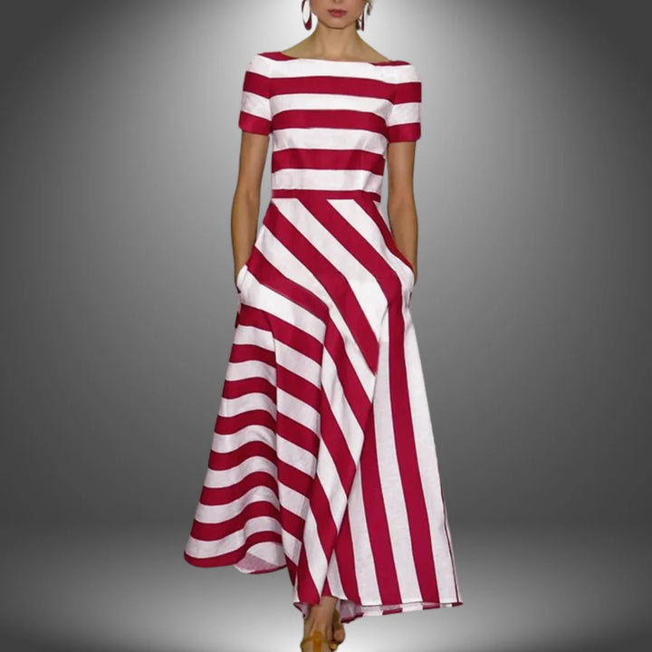 Nicole | Robe longue rayée faite à la main