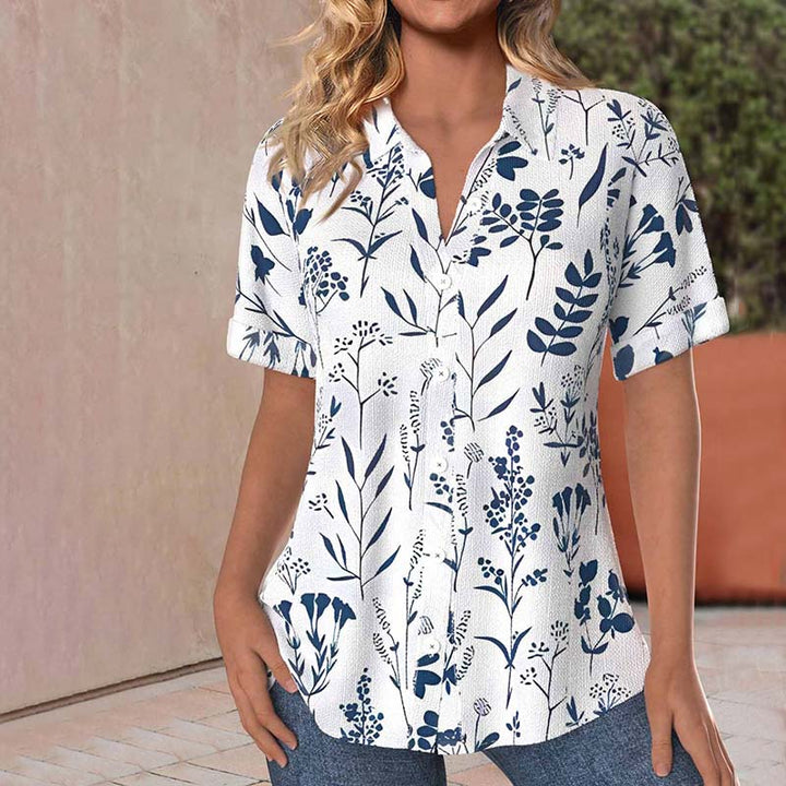 Blouse Décontractée à Imprimé Feuilles