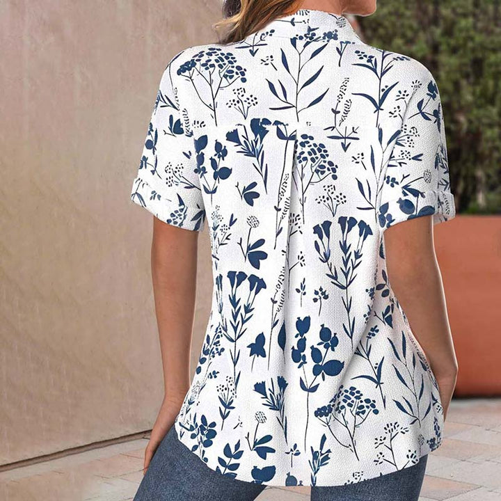 Blouse Décontractée à Imprimé Feuilles