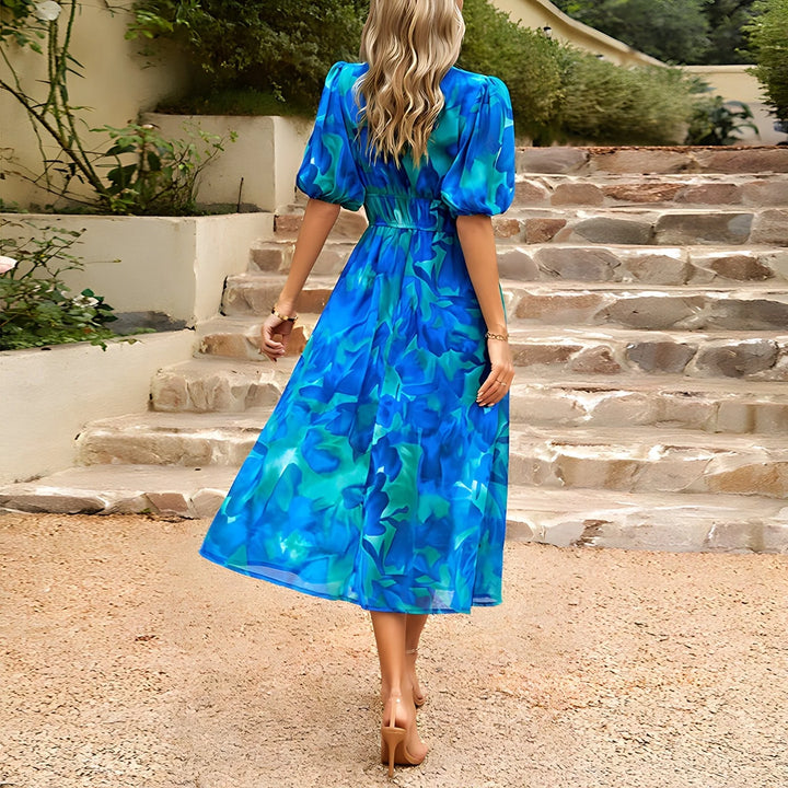 Luna | Robe midi à col en V