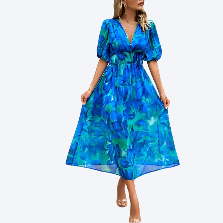Luna | Robe midi à col en V
