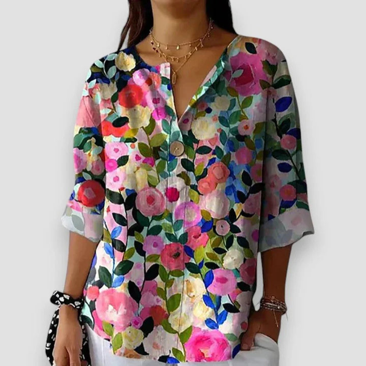 Elenora – Blouse Fleurie Vintage pour un Style Chic et Intemporel
