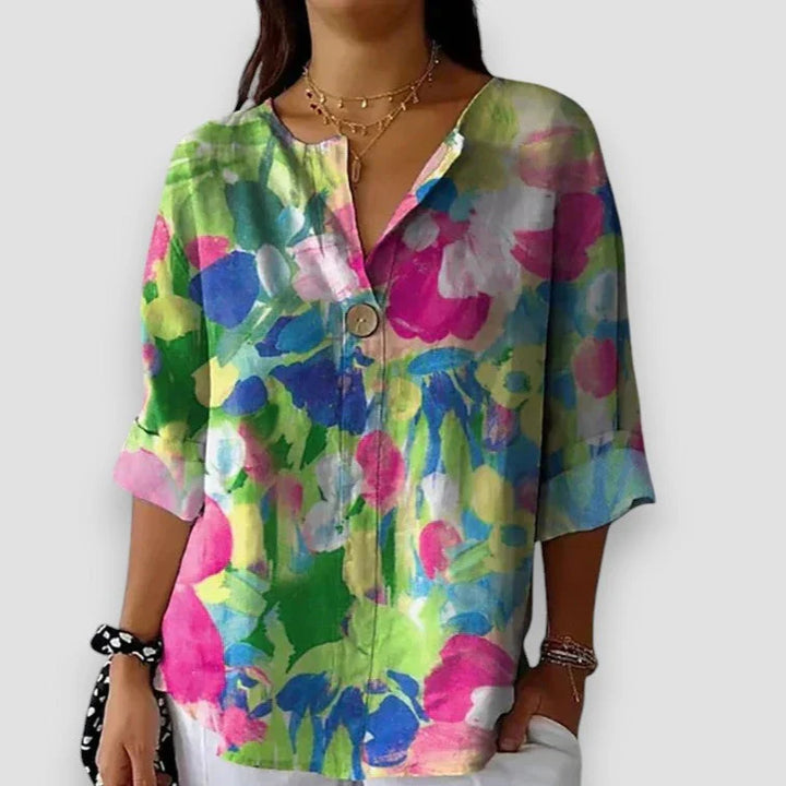 Elenora – Blouse Fleurie Vintage pour un Style Chic et Intemporel