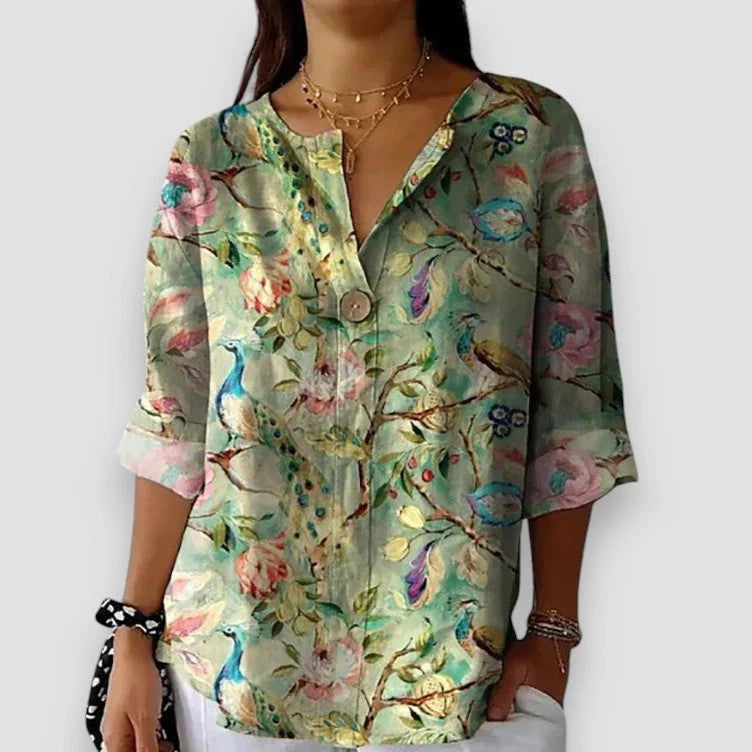 Elenora – Blouse Fleurie Vintage pour un Style Chic et Intemporel