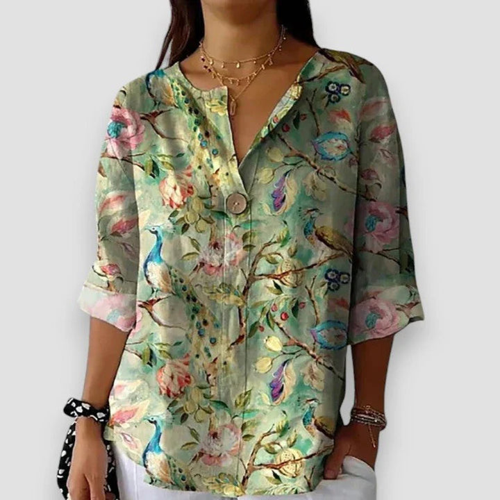 Elenora – Blouse Fleurie Vintage pour un Style Chic et Intemporel