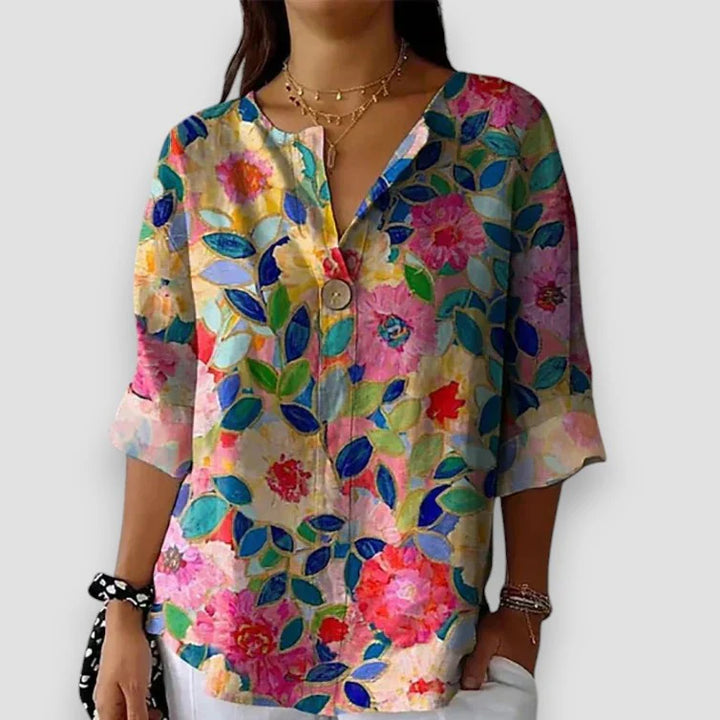 Elenora – Blouse Fleurie Vintage pour un Style Chic et Intemporel