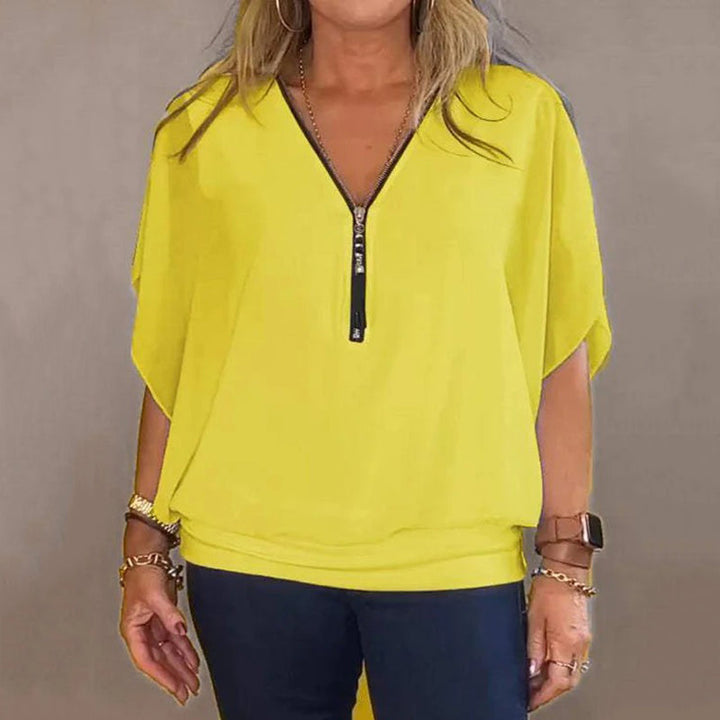 Top Femme Décontracté à Zip en Chiffon