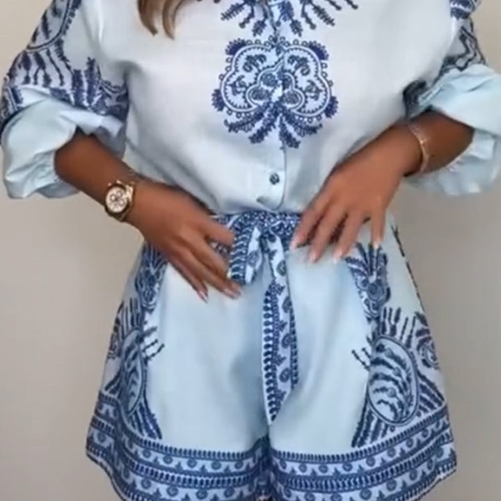 Co-ord à Imprimé avec Short et Boutons